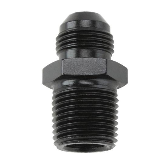 Black Straight -12 AN Flare to 1/2 Inch NPT Pipe Adapter Fitting Black Straight -12 AN Flare to 1/2 Inch NPT Pipe Adapter Fitting
