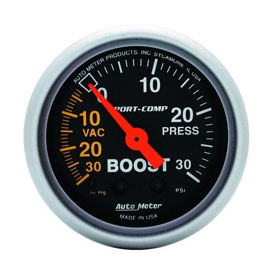 Auto Meter 3303 Sport-Comp Mechanical Boost/Vacuum Gauge, 2-1/16 Inch Auto Meter 3303 Sport-Comp Mechanical Boost/Vacuum Gauge, 2-1/16 Inch