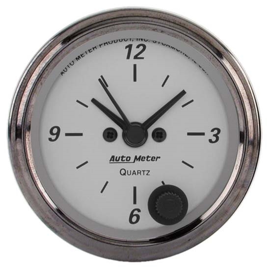 Auto Meter 1986 American Platinum Quartz Clock Gauge Auto Meter 1986 American Platinum Quartz Clock Gauge