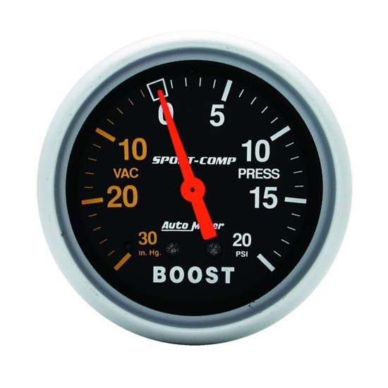 Auto Meter 3401 Sport-Comp Mechanical Boost/Vacuum Gauge, 2-5/8 Inch Auto Meter 3401 Sport-Comp Mechanical Boost/Vacuum Gauge, 2-5/8 Inch