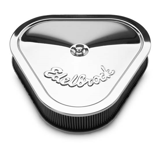 Edelbrock 1222 ProFlo Chrome Air Cleaner Assembly, Triangular, 2.5 in