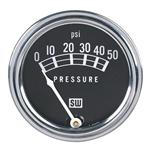 Stewart Warner 82207 Std 2-1/16 In. Oil Pressure Gauge, Mech, 0-50 PSI
