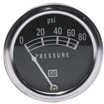 Stewart Warner 82208 Std 2-1/16 In. Oil Pressure Gauge, Mech, 0-80 PSI