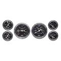 Stewart Warner 82225 Wings Six Black Gauge Set, Electric/Mechanical