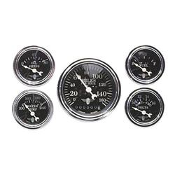 Stewart Warner 82229 Wings Five Gauge Set, Electric, Black Face