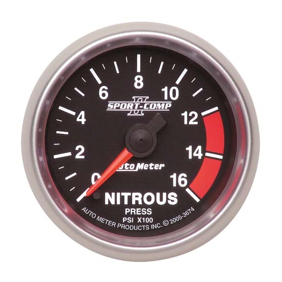 Auto Meter 3674 Sport-Comp II Stepper Motor Nitrous Pressure Gauge Auto Meter 3674 Sport-Comp II Stepper Motor Nitrous Pressure Gauge