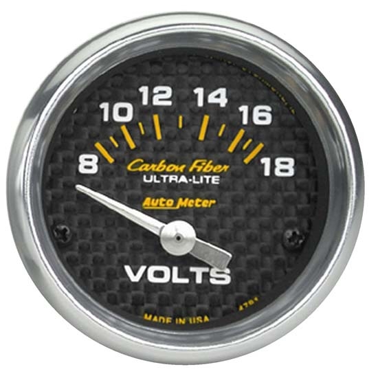 Auto Meter 4791 Carbon Fiber Air-Core Voltmeter Gauge, 2-1/16 Inch Auto Meter 4791 Carbon Fiber Air-Core Voltmeter Gauge, 2-1/16 Inch