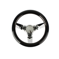 Speedway Classic Solid Spoke 9-3/4 Inch Black Steering Wheel - No Holes