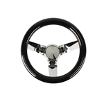 Speedway Classic Solid Spoke 9-3/4 Inch Black Steering Wheel - No Holes