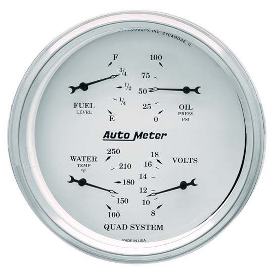 Auto Meter 1619 Old-Tyme White Air-Core Electric Quad Gauge, 5 Inch Auto Meter 1619 Old-Tyme White Air-Core Electric Quad Gauge, 5 Inch