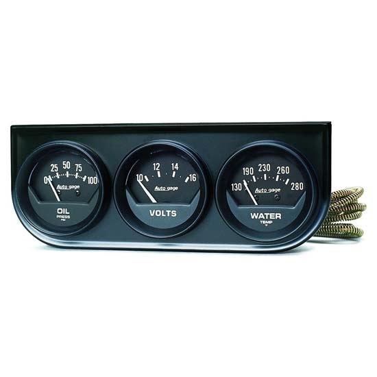 Auto Meter 2348 Auto Gage Mechanical 3 Gauge Console, Oil/Water/Volt Auto Meter 2348 Auto Gage Mechanical 3 Gauge Console, Oil/Water/Volt
