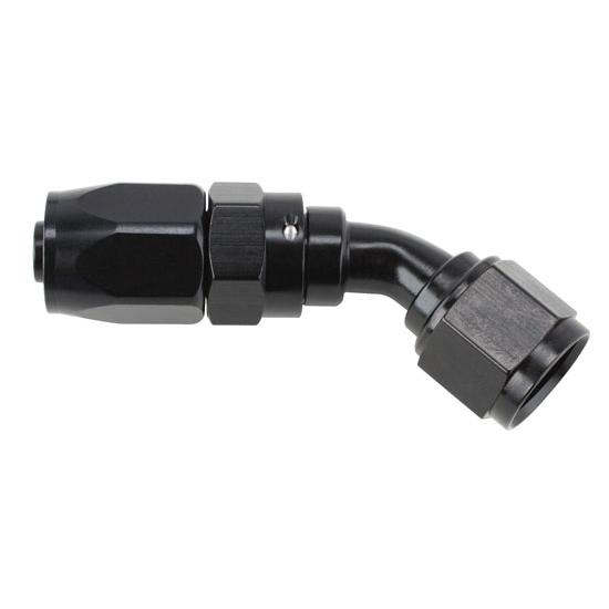 Speedway Full Flow Swivel Hose End Fitting, 45 Degree Angle, Black, -12 AN Speedway Full Flow Swivel Hose End Fitting, 45 Degree Angle, Black, -12 AN