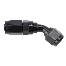 Speedway Full Flow Swivel Hose End Fitting, 45 Degree Angle, Black, -12 AN