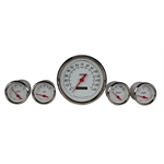 Omega Kustom 12085 White Face 5-Gauge Set, Electric Speedometer, 4-3/8