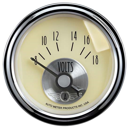 Auto Meter 2092 Prestige Antique Ivory Air-Core Voltmeter Gauge Auto Meter 2092 Prestige Antique Ivory Air-Core Voltmeter Gauge
