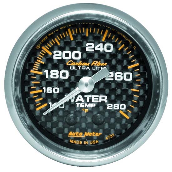 Auto Meter 4731 Carbon Fiber Mechanical Water Temperature Gauge Auto Meter 4731 Carbon Fiber Mechanical Water Temperature Gauge
