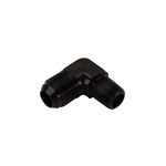 90 Degree Flare Adapter Elbow Fitting, -12 AN to 1/2 Inch NPT, Black