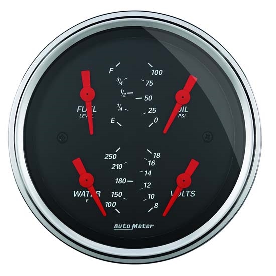 Auto Meter 1414 Designer Black Air-Core Quad Gauge, 3-3/8 Inch Auto Meter 1414 Designer Black Air-Core Quad Gauge, 3-3/8 Inch