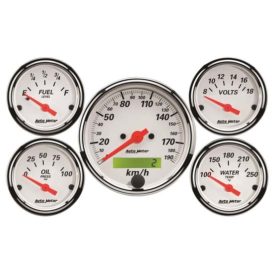 Auto Meter 1302-M Arctic White 5 Piece Gauge Kit Auto Meter 1302-M Arctic White 5 Piece Gauge Kit