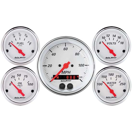 Auto Meter 1350 Arctic White 5 Piece GPS Gauge Kit Auto Meter 1350 Arctic White 5 Piece GPS Gauge Kit
