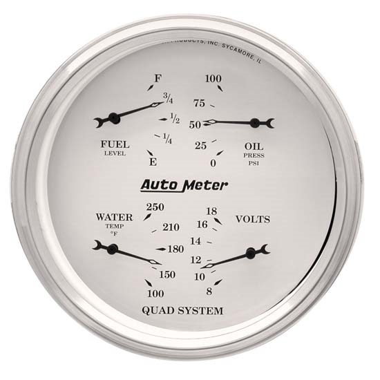 Auto Meter 1610 Old-Tyme White Air-Core Electric Quad Gauge, 5 Inch Auto Meter 1610 Old-Tyme White Air-Core Electric Quad Gauge, 5 Inch