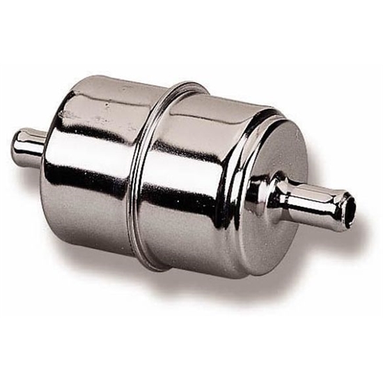 Holley 162523 Universal Fit Chrome Fuel Filter for 3/8 Inch Fuel Line
