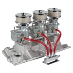 Three Plain 9 Super 7® Carbs on 1957-86 Small Block Chevy Edelbrock Intake