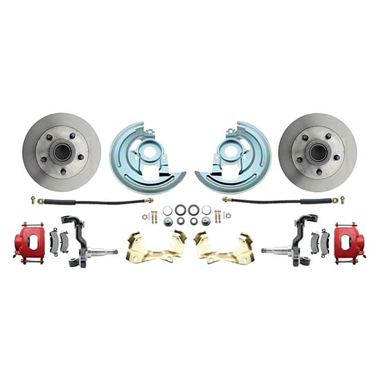 64-74 GM A/F/X Body 11 In Disc Brake Kit, Std Rtr, Red Caliper 64-74 GM A/F/X Body 11 In Disc Brake Kit, Std Rtr, Red Caliper