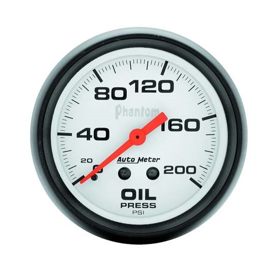 Auto Meter 5822 Phantom Mechanical Oil Pressure Gauge, 200 PSI, 2-5/8 Auto Meter 5822 Phantom Mechanical Oil Pressure Gauge, 200 PSI, 2-5/8