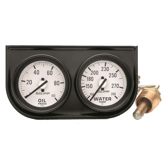 Auto Meter 2326 Auto Gage Mechanical 2 Gauge Console, Oil/Water Auto Meter 2326 Auto Gage Mechanical 2 Gauge Console, Oil/Water