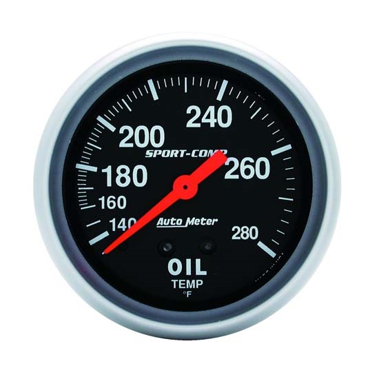 Auto Meter 3443 Sport-Comp Mechanical Oil Temperature Gauge, 2-5/8 In. Auto Meter 3443 Sport-Comp Mechanical Oil Temperature Gauge, 2-5/8 In.