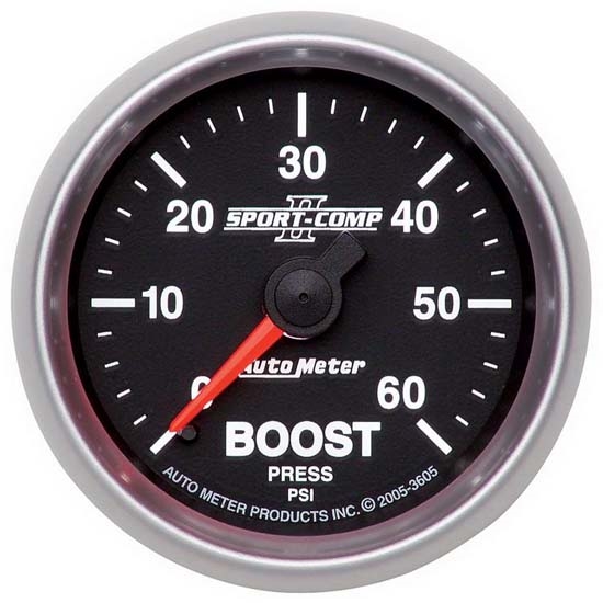 Auto Meter 3605 Sport-Comp II Mechanical Boost Gauge, 60 PSI, 2-1/16 Auto Meter 3605 Sport-Comp II Mechanical Boost Gauge, 60 PSI, 2-1/16