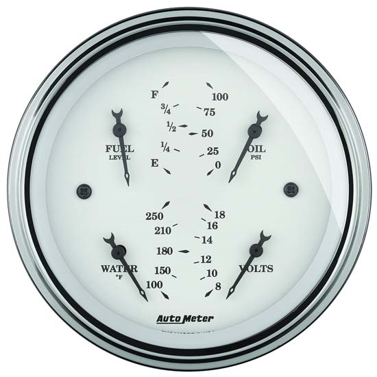 Auto Meter 1614 Old-Tyme White Air-Core Electric Quad Gauge, 3-3/8 Auto Meter 1614 Old-Tyme White Air-Core Electric Quad Gauge, 3-3/8