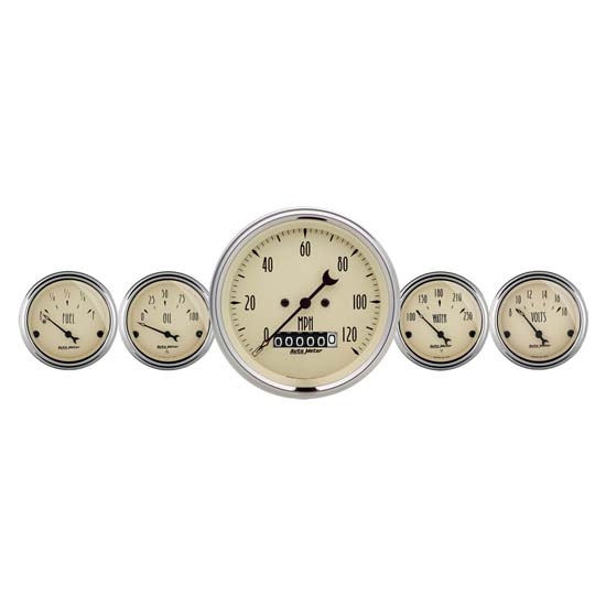 Auto Meter 1840 Antique Beige 5 Piece Gauge Kit Auto Meter 1840 Antique Beige 5 Piece Gauge Kit