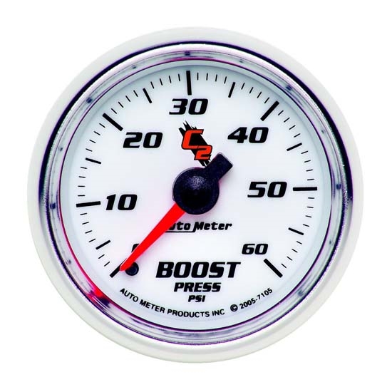 Auto Meter 7105 C2 Mechanical Boost Gauge, 2-1/16 Inch, 0-60 PSI Auto Meter 7105 C2 Mechanical Boost Gauge, 2-1/16 Inch, 0-60 PSI