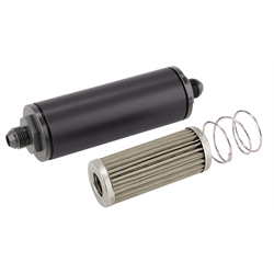 Black 6 Inch Aluminum High Flow Fuel Filter, Stainless Element