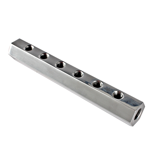 Hex Polished Aluminum Fuel Block, 6-Hole Hex Polished Aluminum Fuel Block, 6-Hole