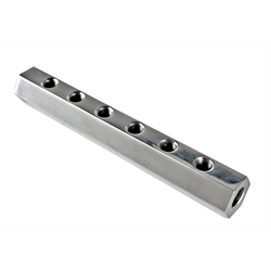 Hex Polished Aluminum Fuel Block, 6-Hole