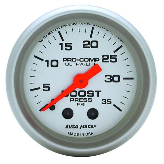 Auto Meter 4304 Ultra-Lite Mechanical Boost Gauge, 35 PSI, 2-1/16 Inch Auto Meter 4304 Ultra-Lite Mechanical Boost Gauge, 35 PSI, 2-1/16 Inch