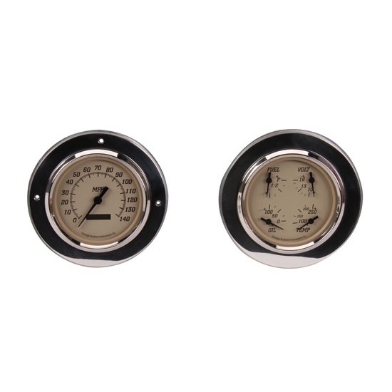 Garage Sale - Omega Kustom 322025 1954 Chevy Pickup 5 Inch Tan Face Quad Gauge Set