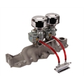 Two Plain 9 Super 7® Carbs on Offy Regular Intake Manifold, 1932-48 Ford V-8
