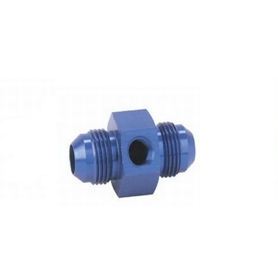 Inline Fuel Pressure Adapter, -8 AN to -8 AN w/ 1/8Inch NPT, Blue Inline Fuel Pressure Adapter, -8 AN to -8 AN w/ 1/8Inch NPT, Blue