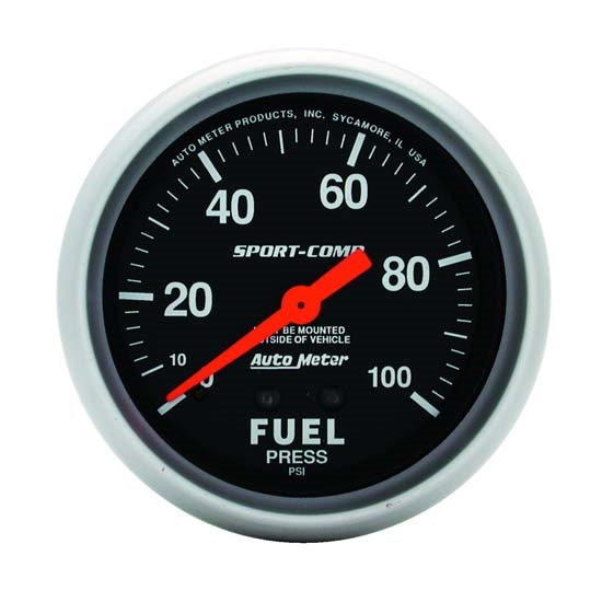 Auto Meter 3412 Sport-Comp Mech Fuel Pressure Gauge, 100 PSI, 2-5/8 Auto Meter 3412 Sport-Comp Mech Fuel Pressure Gauge, 100 PSI, 2-5/8
