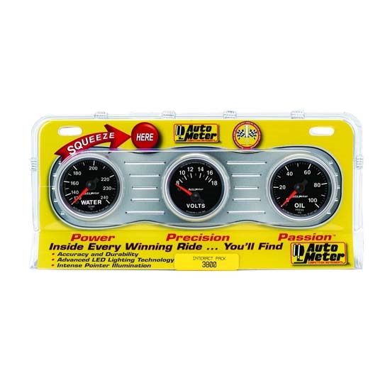 Auto Meter 3800 GS Interact Pack Mechanical Gauge Set, Oil/Water/Volt Auto Meter 3800 GS Interact Pack Mechanical Gauge Set, Oil/Water/Volt