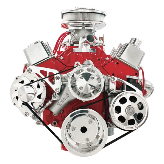 Billet FM2121PC SBC Mid Mount Serpentine Conversion Kit, Keyway Shaft Billet FM2121PC SBC Mid Mount Serpentine Conversion Kit, Keyway Shaft