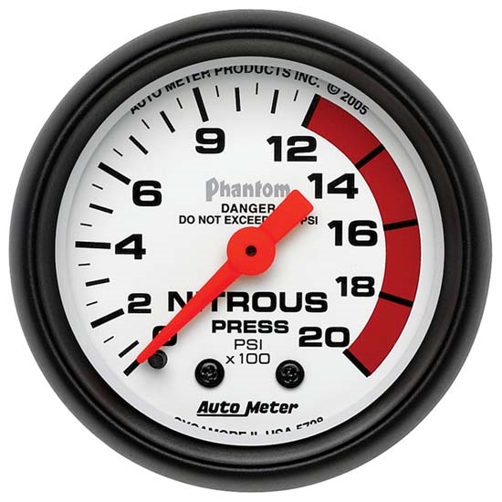 Auto Meter 5728 Phantom Mechanical Nitrous Pressure Gauge, 2-1/16 Inch Auto Meter 5728 Phantom Mechanical Nitrous Pressure Gauge, 2-1/16 Inch
