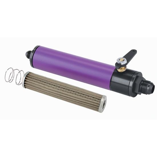 Purple Fuel Filter with Shut-Off, 6 Inch, -12 AN Purple Fuel Filter with Shut-Off, 6 Inch, -12 AN