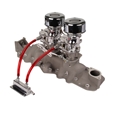 Chrome 9 Super 7® Carbs, Offy 1090 Regular Intake Manifold Kit, 32-48 Ford V-8