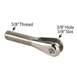 Stainless Steel Smoothie Clevis, 5/8 RH Thread, 3/8 Slot & Hole