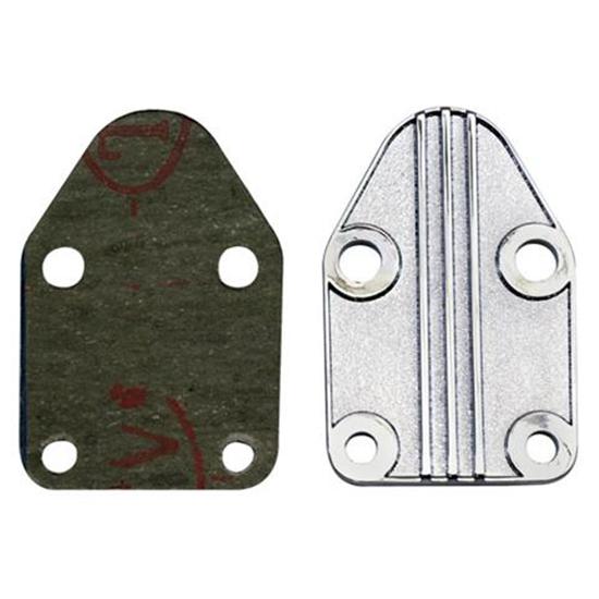 Small Block Chevy Chrome Finned Fuel Pump Block Off Plate Small Block Chevy Chrome Finned Fuel Pump Block Off Plate